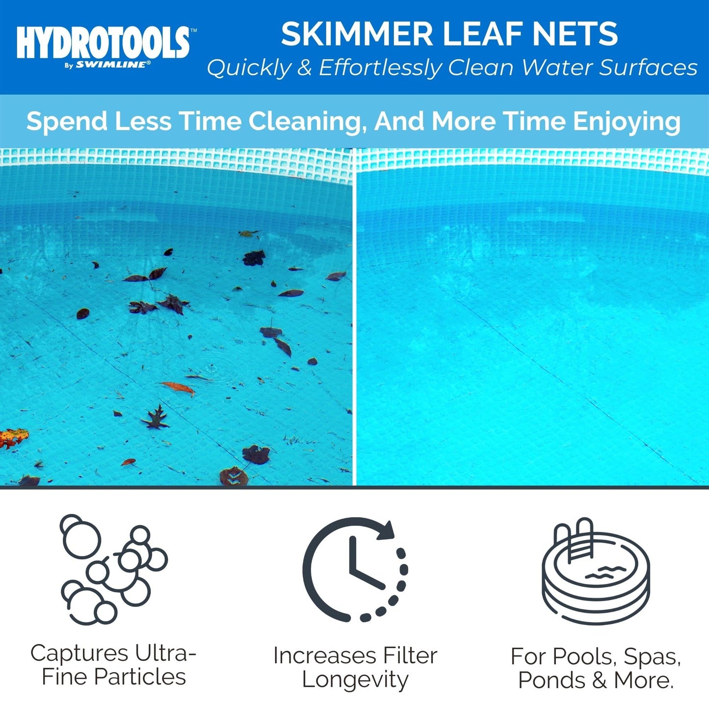 HYDROTOOLS By SWIMLINE 80600 H20 Pro Series Professional Service-Grade Leaf Skimmer Head With Rubber Bumper | For Swimming Pool Spa Pond Hot Tub | Leaves Bugs Debris Cleaning | Heavy Duty Extra Large Professional (Molded)