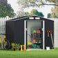 HOGYME 9.1' x 6.3' Storage Shed, Sheds & Outdoor Storage with Double Sliding/Lockable Door, Metal Tool Shed for Garden Backyard Patio Lawn, Gray 9x6