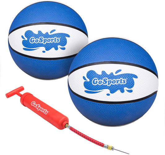 GoSports Lot de 2 ballons de basket aquatiques – Choisissez entre la taille 3 et la taille 6, idéal pour les paniers de basket de piscine bleu royal 17,8 cm (taille 3).