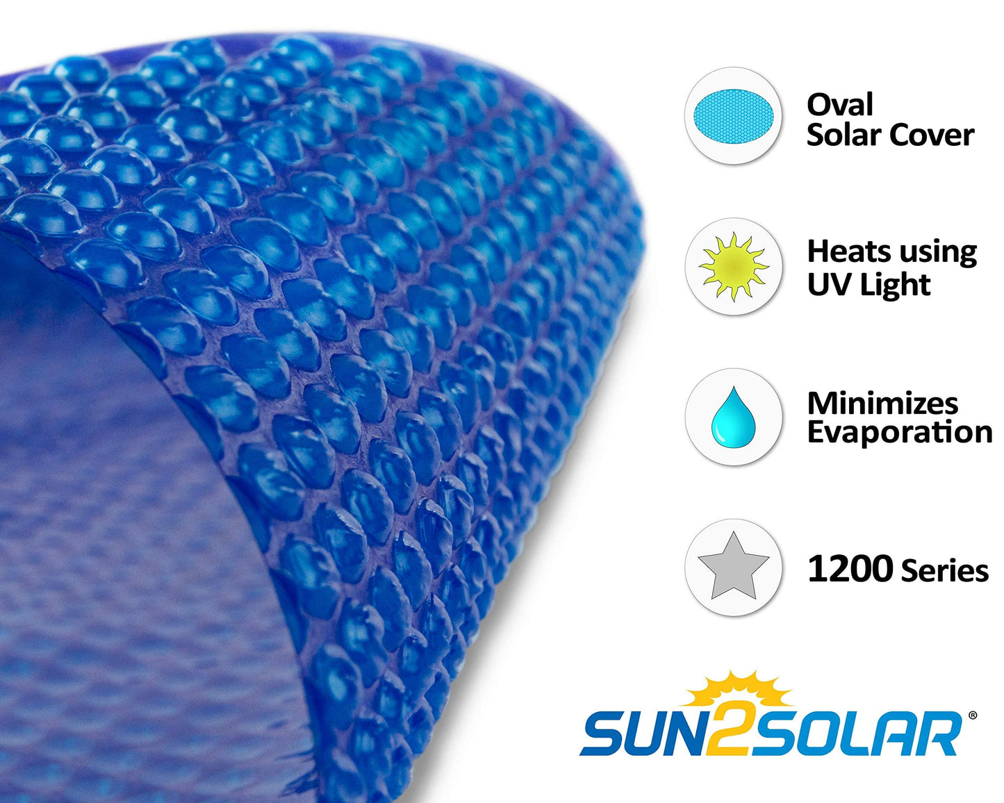 Sun2Solar Bleu Couverture solaire ovale de 21 pieds par 41 pieds | Série 1200