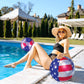 Flotteur de piscine gonflable USA POZA - Chaise longue amusante luxueuse remplie de confettis d'étoiles argentées scintillantes, flotteurs de piscine d'eau au design drapeau américain cool pour la plage, le lac et la piscine USA 2 balles
