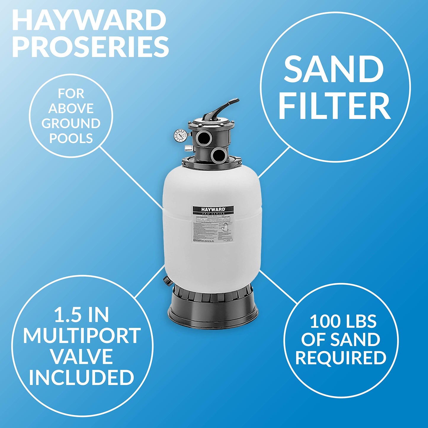 Hayward W3S166T1580S Filtre à sable ProSeries 16 po, système 1 HP pour piscines hors sol 16 po (W3S166T1580S)