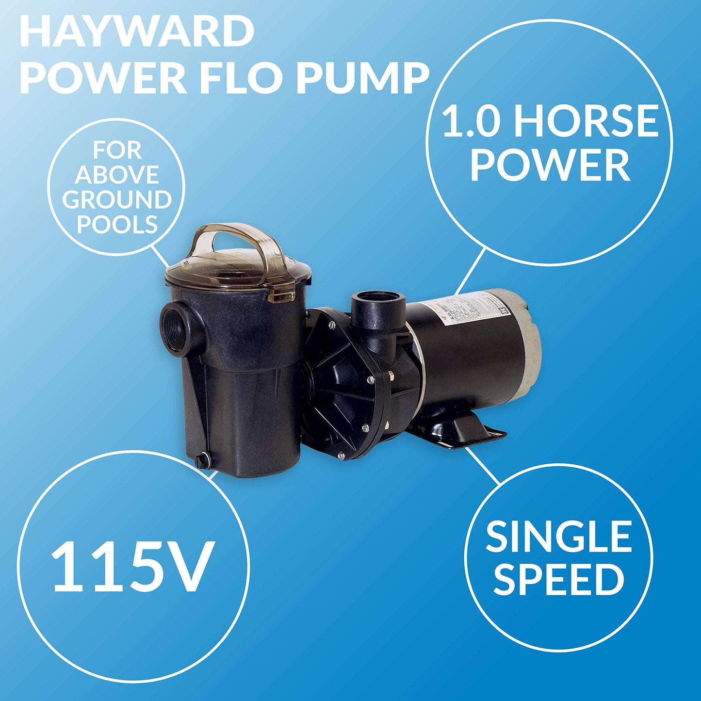 Hayward W3SP1580 PowerFlo Pool Pump for Above Ground Pools, 1 HP 1 HP (W3SP1580)