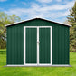EMKK 8x6 FT Outdoor Storage Shed, Garden Tool Storage Shed with Sloping Roof and Lockable Door, Metal Garden Sheds Outdoor Shed Galvanized Steel Shed, Outside Storage House for Backyard Garden Patio C-Green White 8 x 6 FT Storage Sheds