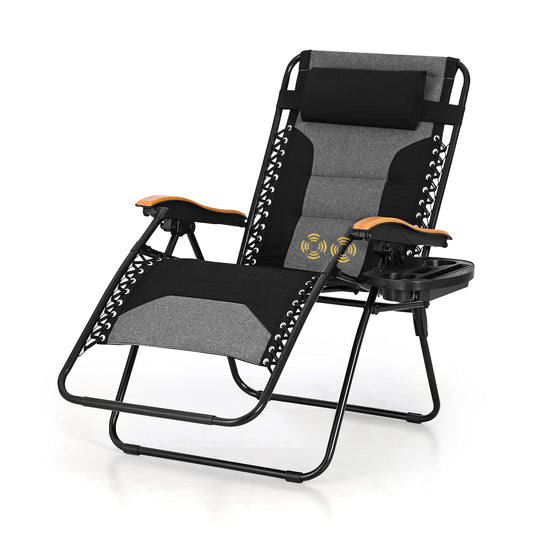 Sophia &amp; William XL Zero Gravity Chair avec massage, chaise longue inclinable à gravité surdimensionnée avec porte-gobelet gratuit, prend en charge 400 lb (noir) 1 paquet de massage noir