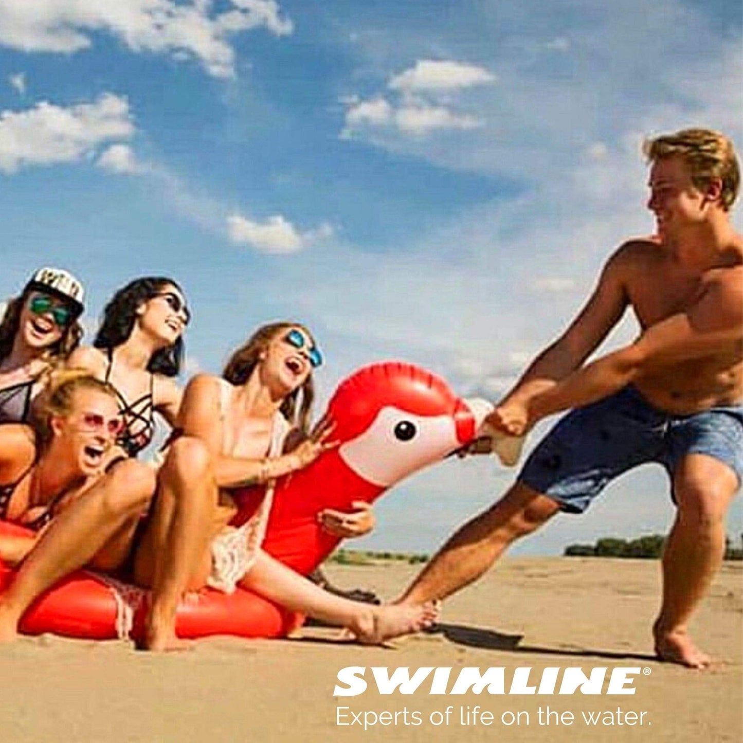 SWIMLINE Original Giant Ride On Inflatable Pool Float Lounge Series | Floaties W/Stable Legs Wings Large Rideable Blow Up Summer Beach Swimming Party Big Raft Tube Decoration Tan Toys for Kids Adults Parrot