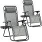 FDW Chaise Zero Gravity Chaise longue Lot de 2 chaises de jardin Chaises longues Chaises de camping Chaises de terrasse pliantes Chaises de plage Chaise de piscine anti-inclinable avec oreiller et porte-gobelet Gris