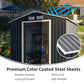 Goplus Outdoor Storage Shed, 7' X 6' Metal Garden Shed with 4 Vents & Double Sliding Door, Utility Tool Shed Storage House for Backyard, Patio, Lawn 7'X6'