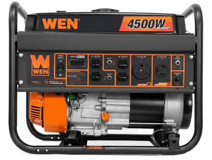 WEN GN4500 4500-Watt 212cc Transfer Switch and RV-Ready Portable Generator, CARB Compliant, Orange/Black 4500W + Single Fuel + Recoil Start