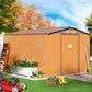 HOGYME 10.5' x 9.1' Storage Shed Large Metal Shed, Sheds &Outdoor Storage Clearance Suitable for Garden Tool Bike Lawn Mower Ladder, Utility Tool House w/Lockable/Sliding Door, 4 Vents, Coffee 9.1x10.5