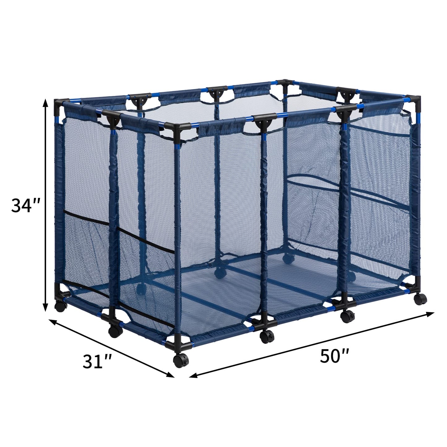 ALIMORDEN Pool Storage Bin, Ball and Toy Mesh Container, Blue(50"x31"x34") L