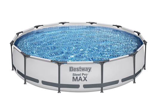 Bestway Steel Pro MAX 3,7 m x 76,2 cm cadre métallique rond hors sol extérieur piscine arrière avec pompe de filtration 330 GPH 30,5 x 76,2 cm