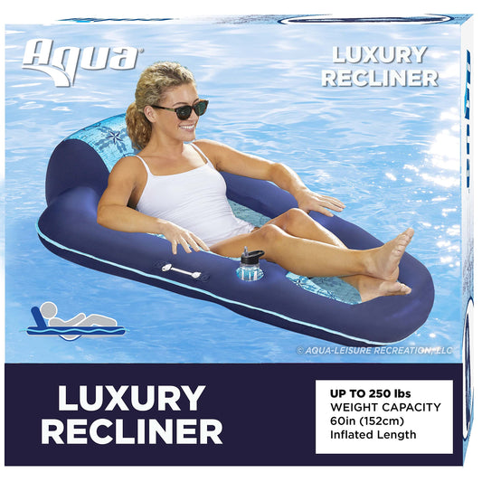 Aqua Ultimate Pool Float Lounges, Recliners, Tanners - Plusieurs couleurs/styles - pour adultes et enfants Floating XL Lounge Navy/Light Blue