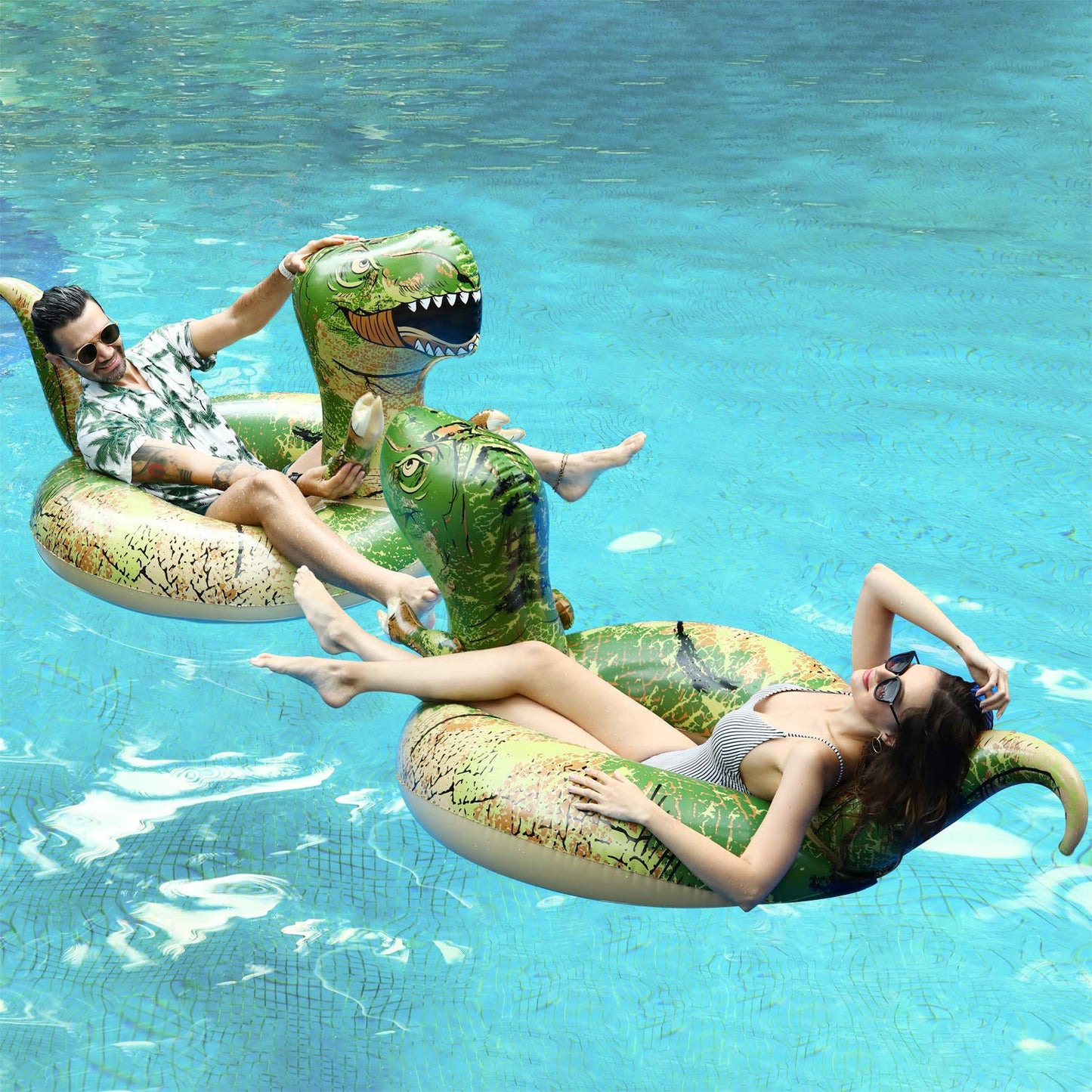 FindUWill Flotteurs de piscine de dinosaure de 62 '', flotteurs de piscine gonflables Anneaux de natation Tube Flotteur de piscine Jouets de plage d'été pour adultes et enfants