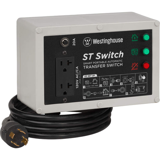 Westinghouse Outdoor Power Equipment ST Switch avec technologie de transfert automatique portable intelligente Noir et blanc 