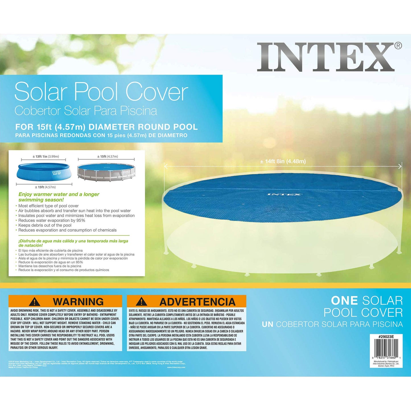 Intex Solar Cover for 15ft Diameter Easy Set and Frame Pools 15 ft