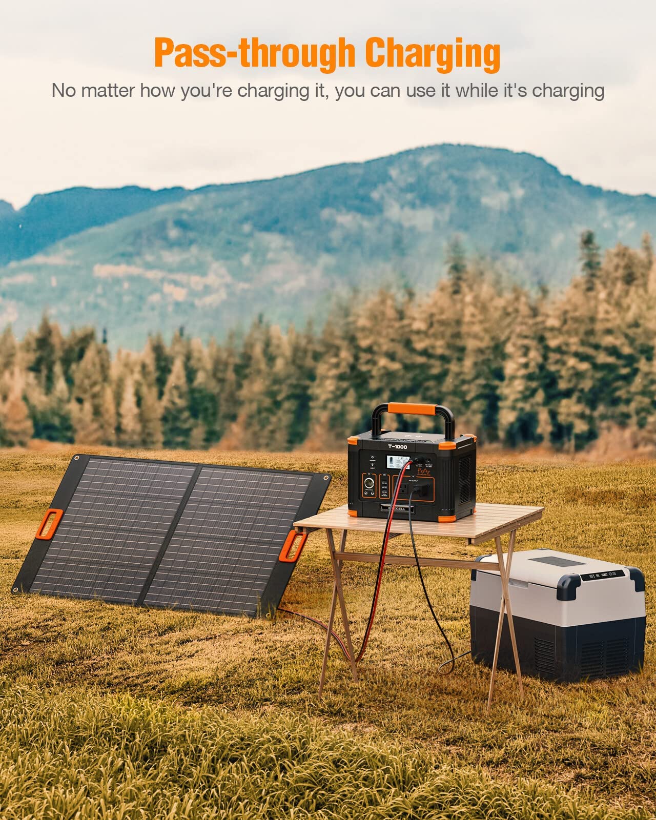 GRECELL 999Wh Solar Powered Generator with 110V AC Outlet,  1000W Portable Power Station