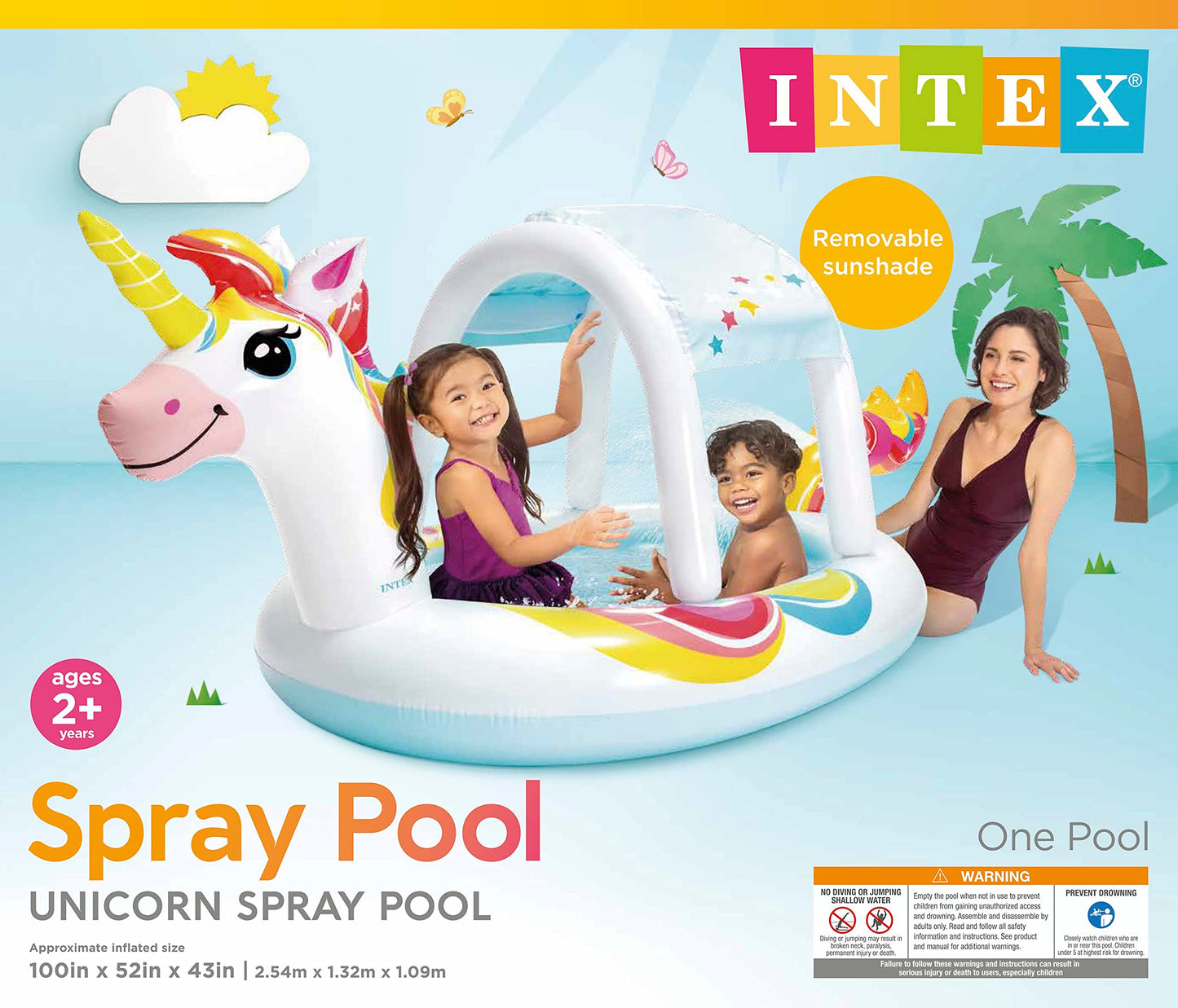 Intex Unicorn Spray Toddler Pool, 100" x 52"