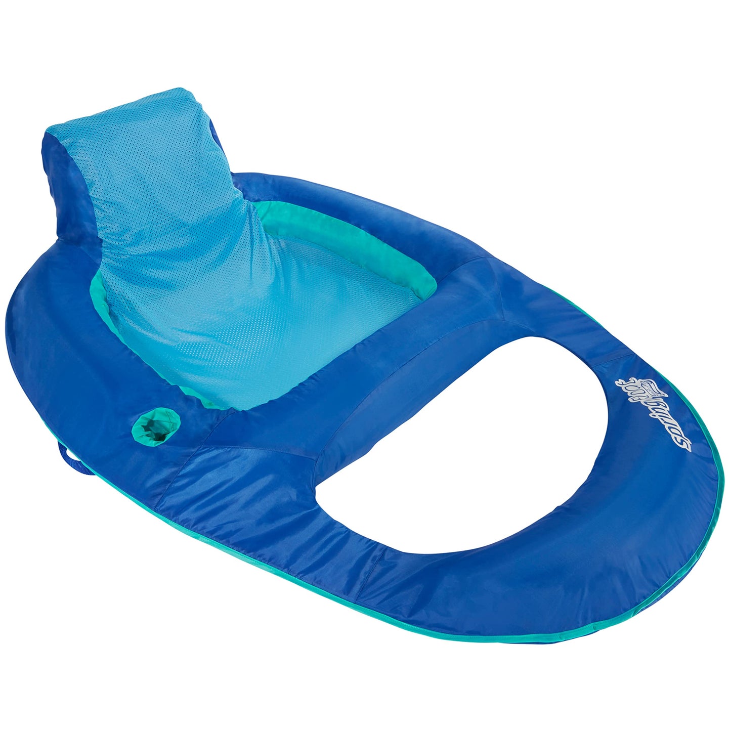 SwimWays Chaise longue de piscine inclinable à ressort avec valve hyper plate, flotteur de piscine gonflable, inclinable bleu bleu
