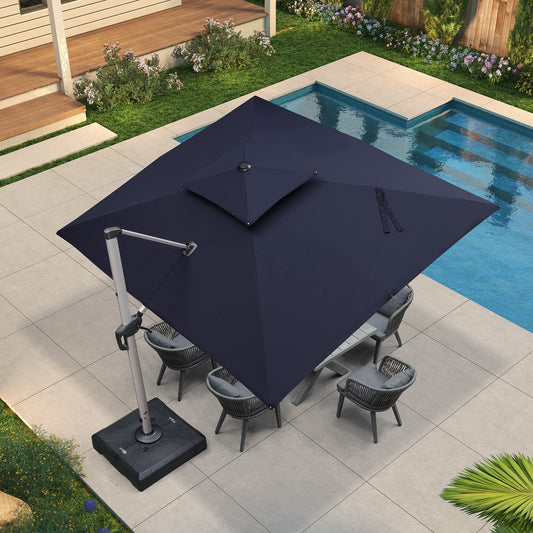 Patio Umbrella Outdoor Rectangle Umbrella 9' X 11' Navy Blue