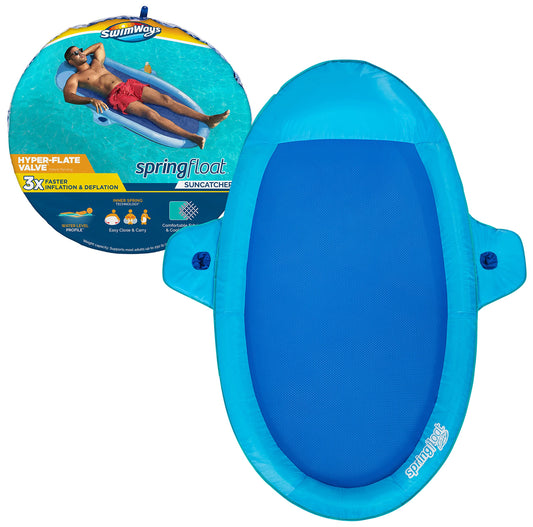 SwimWays Spring Float SunCatcher Chaise longue de piscine avec valve hyper plate Bleu