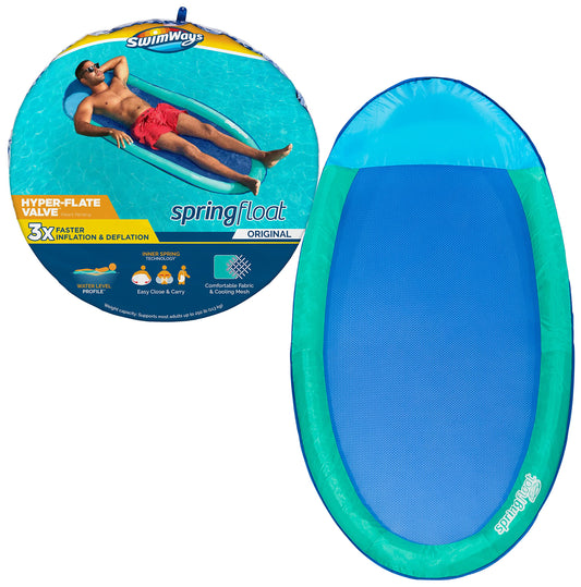 SwimWays Spring Float Original Chaise longue de piscine avec valve hyper plate Aqua