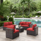 ALAULM 7 Piece Outdoor Patio Furniture Sets, Patio Sectional Sofa - Red
