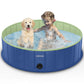 Piscine pliable pour chien par LUNAOO - Piscine portable pour enfants, piscine extérieure en PVC durable pour grands petits chiens (L - 47'' x 12'', bleu marine vert) L - 47'' x 12''