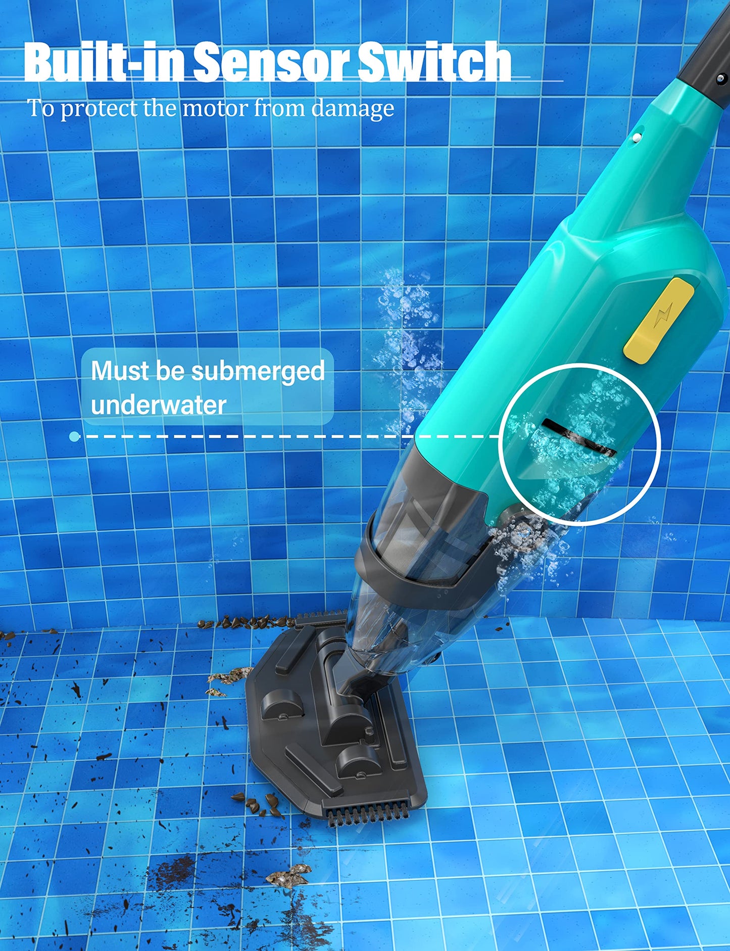 Efurden Handheld Pool Vacuum, Rechargeable Pool Cleaner with Running Time up to 60-Minutes Ideal for Above Ground Pools, Spas and Hot Tub for Sand and Debris, Green