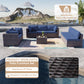 ALAULM 9 Pieces Outdoor Patio Furniture Set Sectional Sofa Sets - Dark Blue