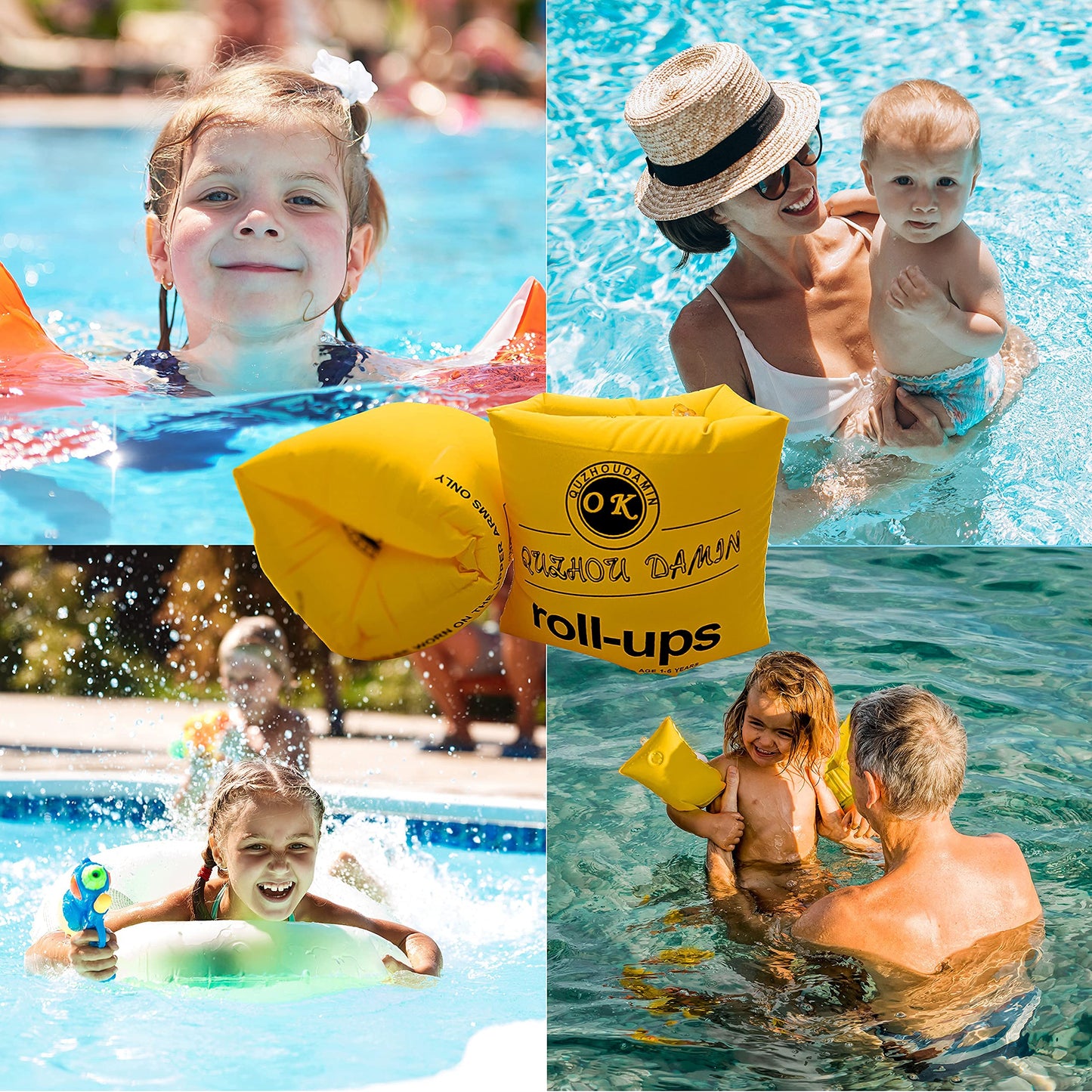 Arm Swim Floaties for Kids 5-7 - Inflatable Kids Arm Floaties for Pool - Wing Arm Band Swimmies - Perfect for Learning How to Swim for Kid and Adult (Yellow) Yellow