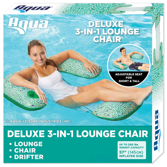 Aqua Pool Chair Float Lounge pour Adultes - Plusieurs Couleurs/Formes/Styles - pour Adultes et Enfants Flottant 3-en-1 Mosaïque Verte