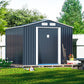 HOGYME Storage Shed 8' x 8' Outdoor Garden Shed Metal Shed Suitable for Storing Garden Tool Lawn Mower Ladder Grey Gray 8x8