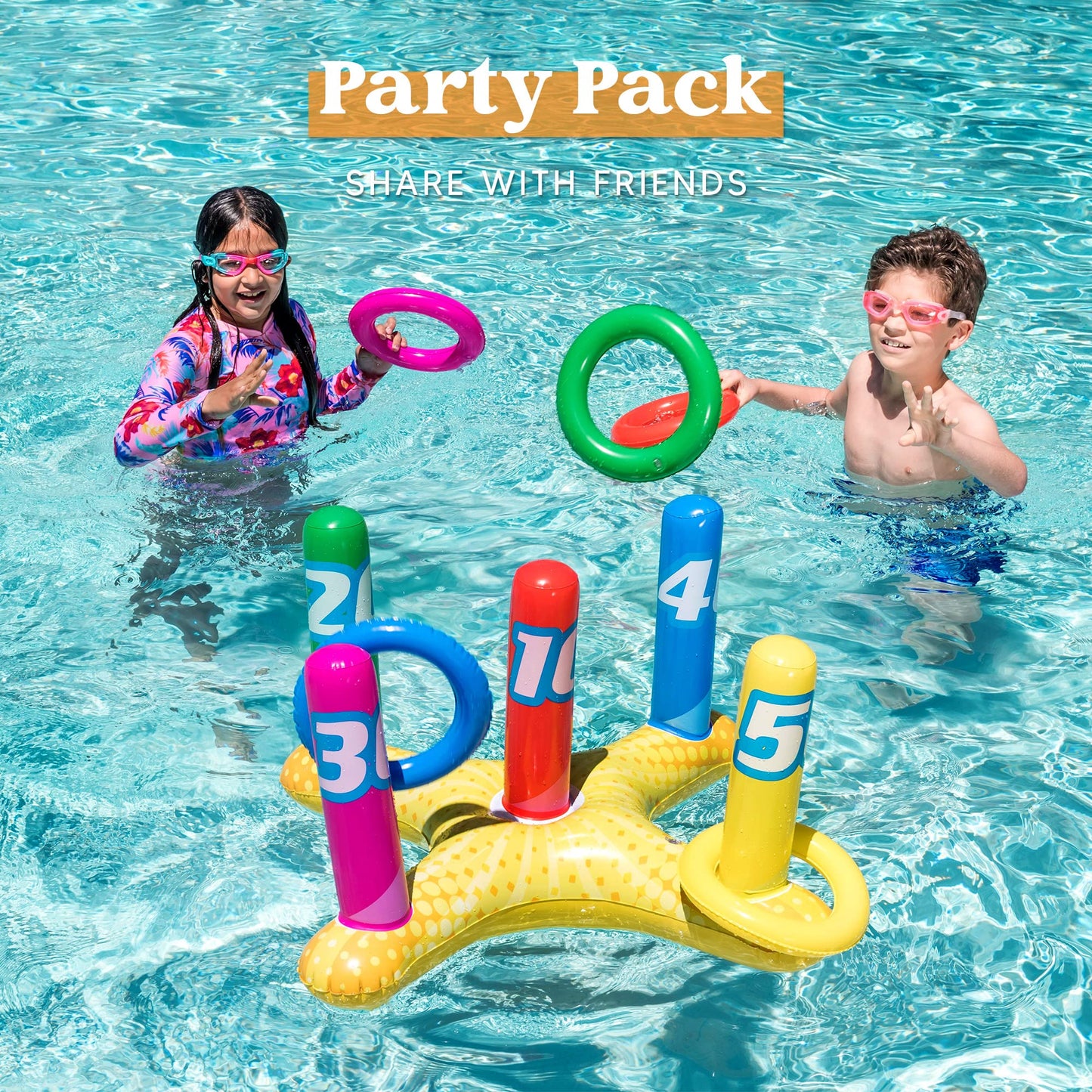 2 ensembles de jeux de piscine gonflables comprenant un jeu de lancer d'anneaux et de maïs, un jeu de lancer flottant, des jeux de piscine pour enfants et adultes, une fête d'été à la piscine et des accessoires de piscine