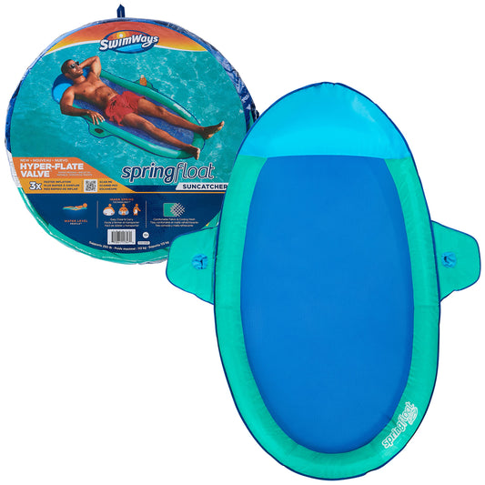 SwimWays Spring Float SunCatcher Chaise longue de piscine avec valve hyper plate Aqua