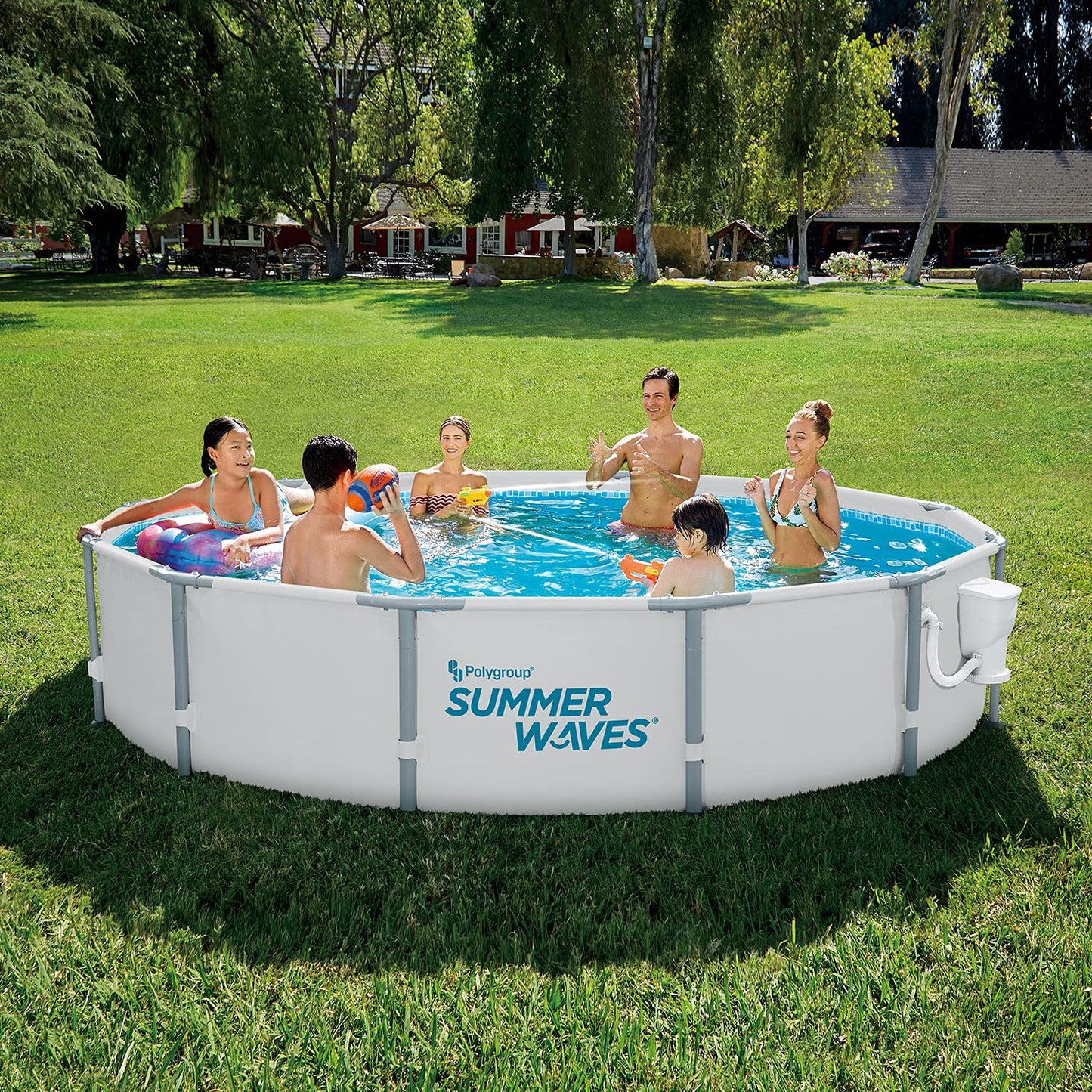 Summer Waves Elite 12 pieds x 30 pouces avec cadre en métal pour piscine extérieure hors sol avec pompe de filtration, cartouche de type D et patch de réparation