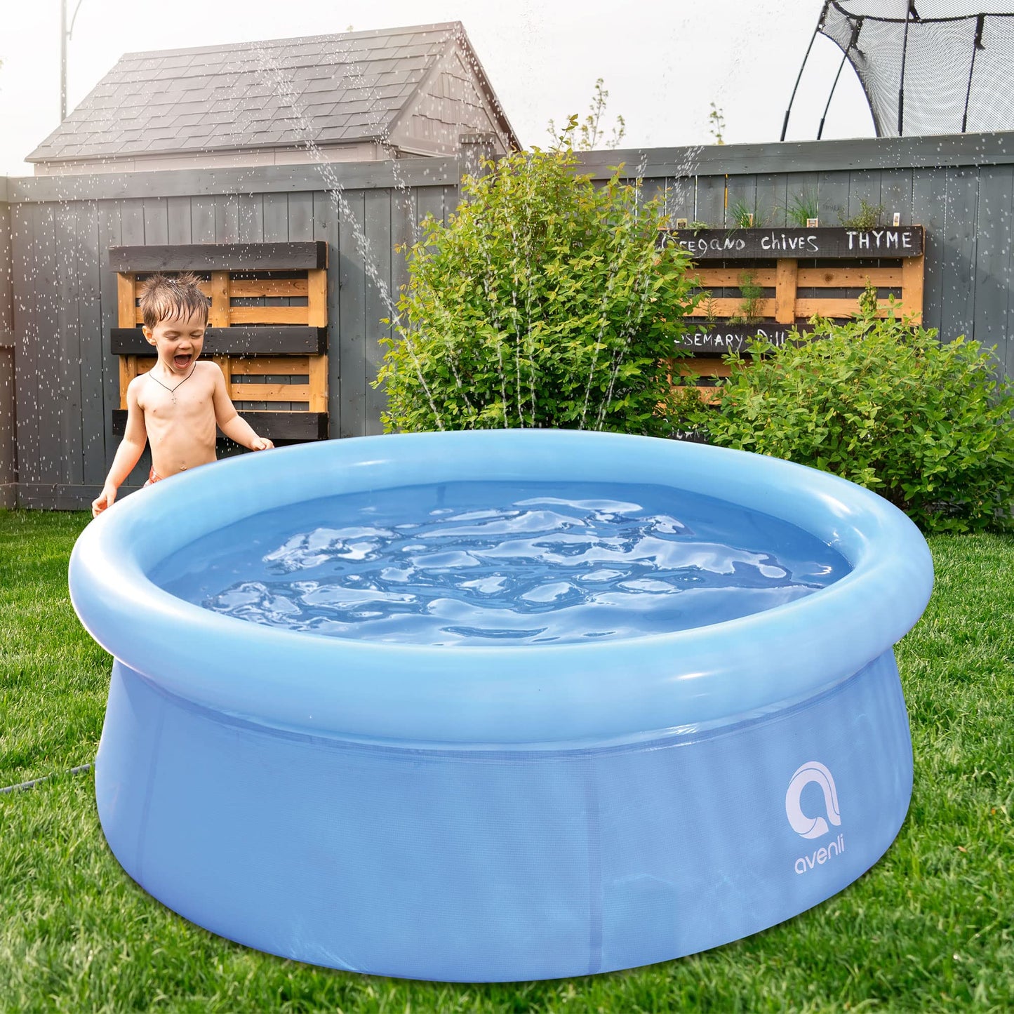 JLeisure Avenli 12014 5.5 Foot x 20 Inch 1 to 2 Person Capacity Prompt Set Kids Above Ground Inflatable Outdoor Backyard Kiddie Swimming Pool, Blue