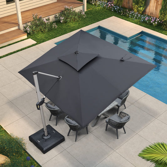 Patio Umbrella Outdoor Rectangle 9' X 11' Grey