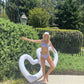 LÔTELI White Heart Pool Float | Big Inflatable Photo Prop for Engagement, Wedding, Bachelorette Party