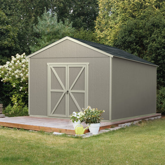 Handy Home Products Astoria 12x16 Do-It-Yourself Wooden Storage Shed Brown Without Floor