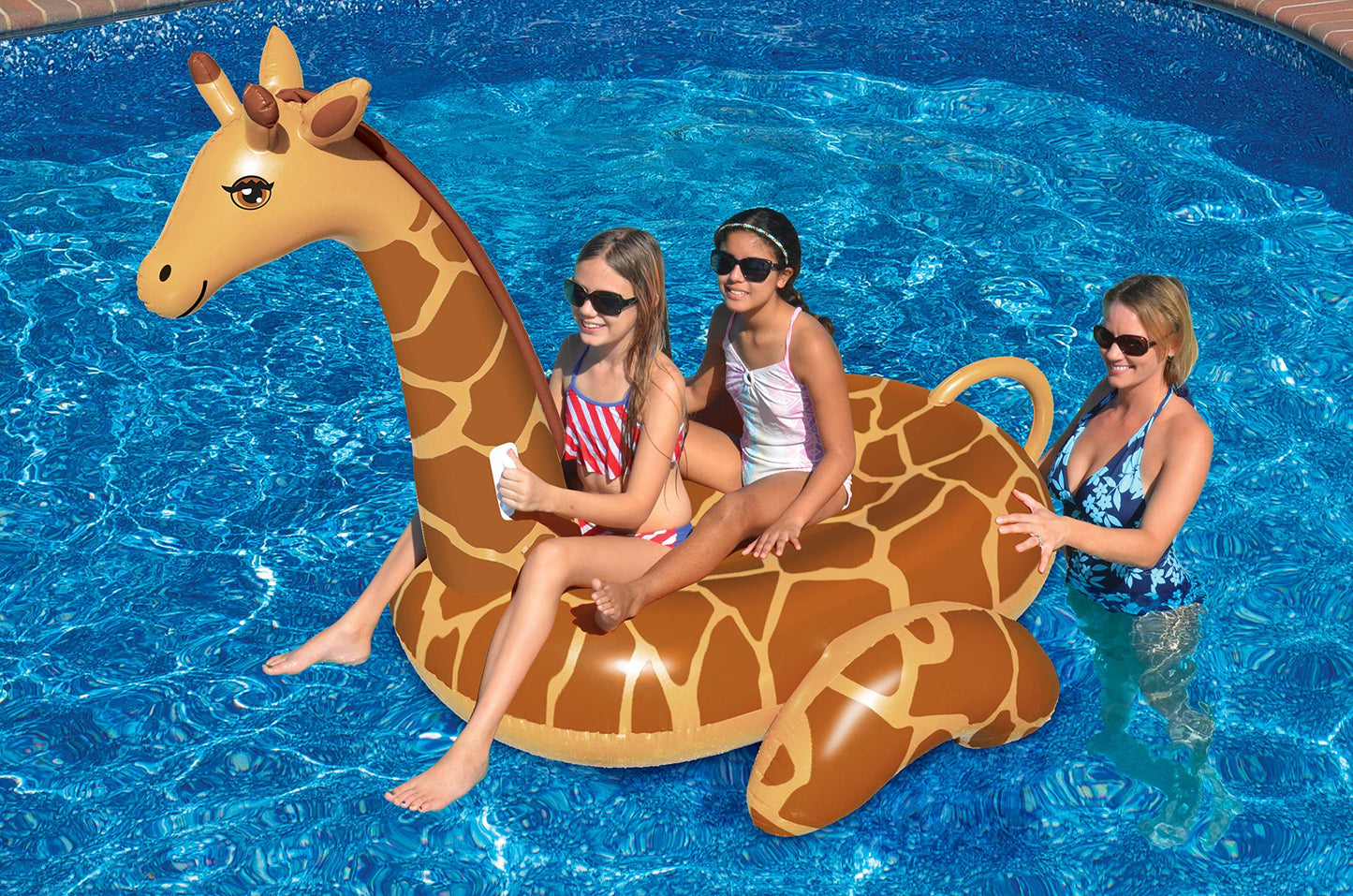 SWIMLINE Original Giant Ride On Inflatable Pool Float Lounge Series | Floaties W/Stable Legs Wings Large Rideable Blow Up Summer Beach Swimming Party Big Raft Tube Decoration Tan Toys for Kids Adults Giraffe