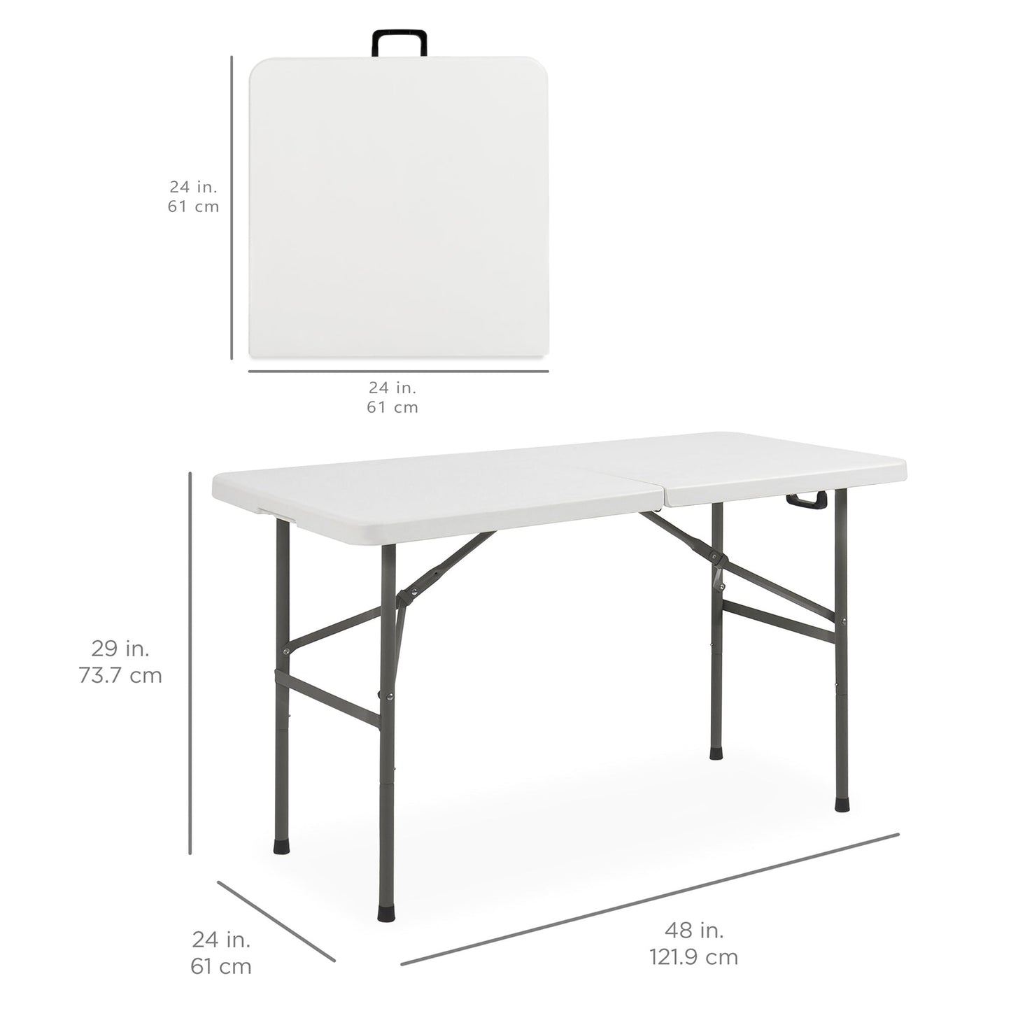 Portable Folding Plastic Dining Table w/ Handle, Lock - 4ft