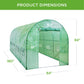 Walk-In Greenhouse Tunnel Tent w/ Roll-Up Windows, Zippered Door - 15x7x7ft