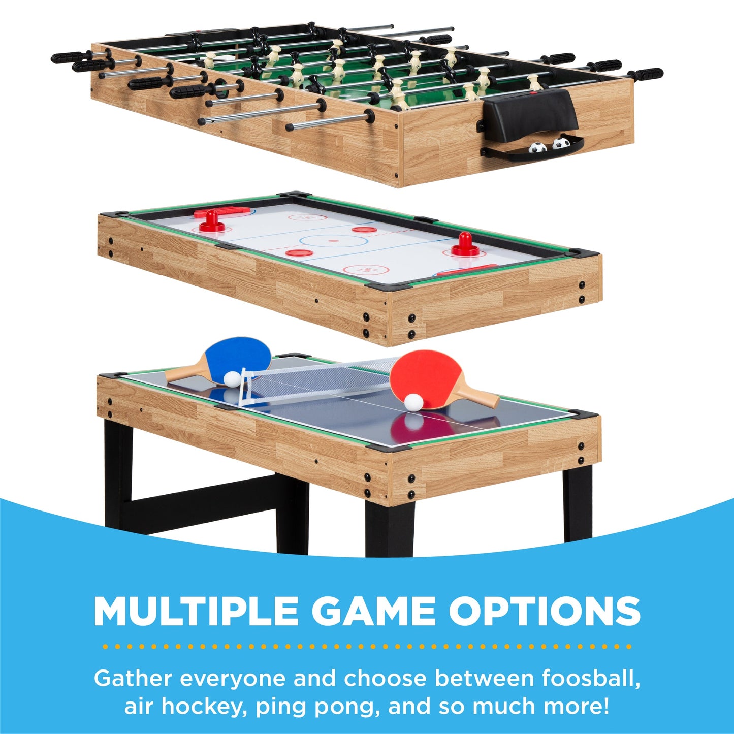 10-in-1 Combo Game Table Set w/ Pool, Foosball, Ping Pong, Chess - 2x4ft