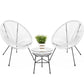 3-Piece All-Weather Patio Acapulco Bistro Set w/ Rope, Glass Top Table
