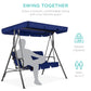 2-Person Outdoor Canopy Swing Glider Furniture w/ Cushions, Steel Frame