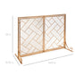 2-Panel Wrought Iron Geometric Fireplace Screen w/ Magnetic Doors - 44x33in