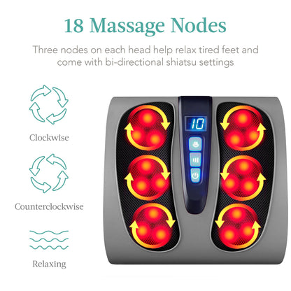Shiatsu Foot Massager Platform w/ 6 Rollers, Heat Function