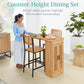 3-Piece Counter Height Rattan Kitchen Dining Table Set w/ Storage Shelves