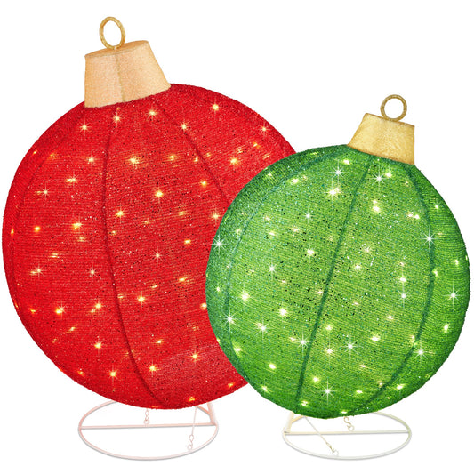 2pc Lighted Pop-Up Christmas Ornaments Decoration w/ 180 LED Lights, Stand